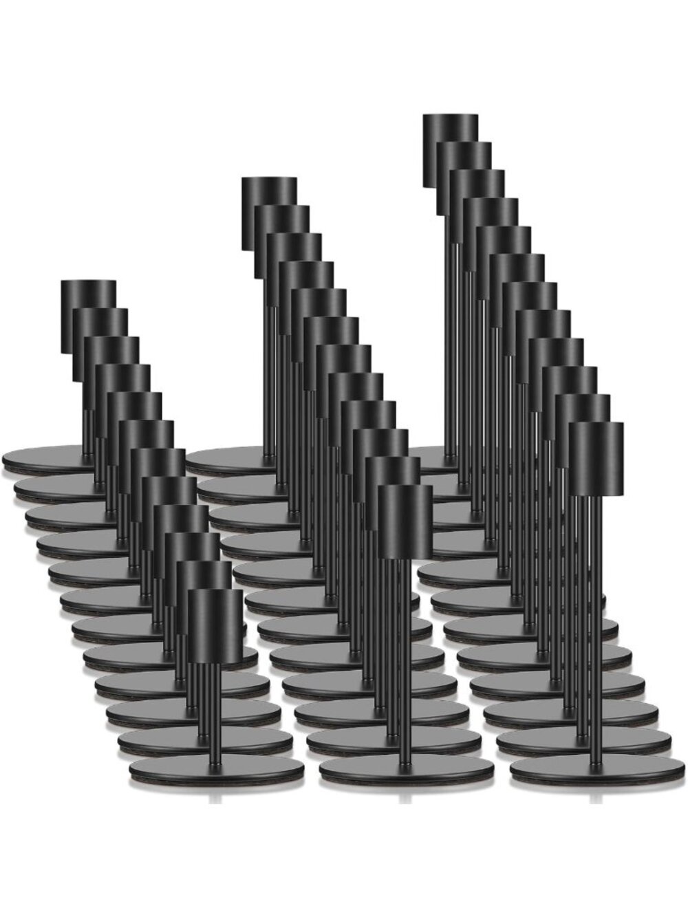 Modern Matte Black Taper Candle Holders Set - 36 Pcs Decorative Candelabras for